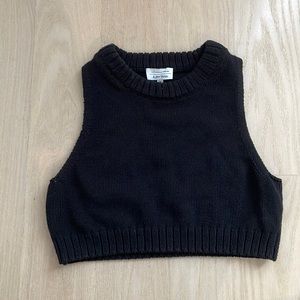 stories cropped cotton knit top